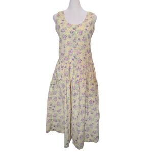Vintage Komil Hawaii Honolulu Cottagecore Island Yellow Floral Dress Small